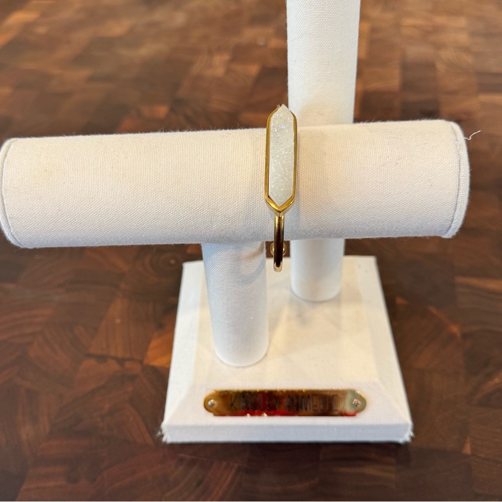 Kinsley Armelle Gold and White Stone Cuff - Picture 2 of 4